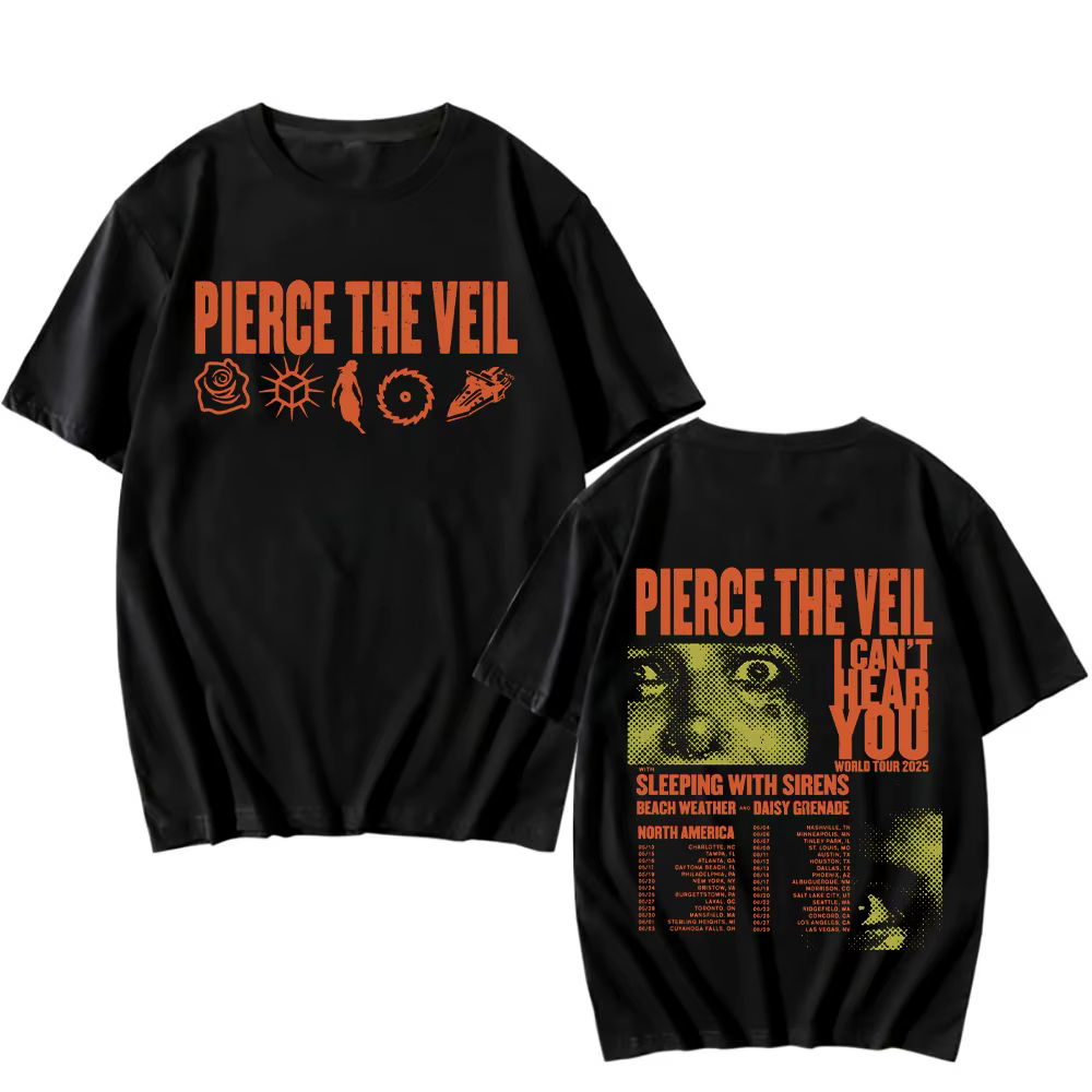 Pierce The Veil Je ne peux pas entendre que vous Tour du monde T-shirts deux côtés unisexe coton T-s