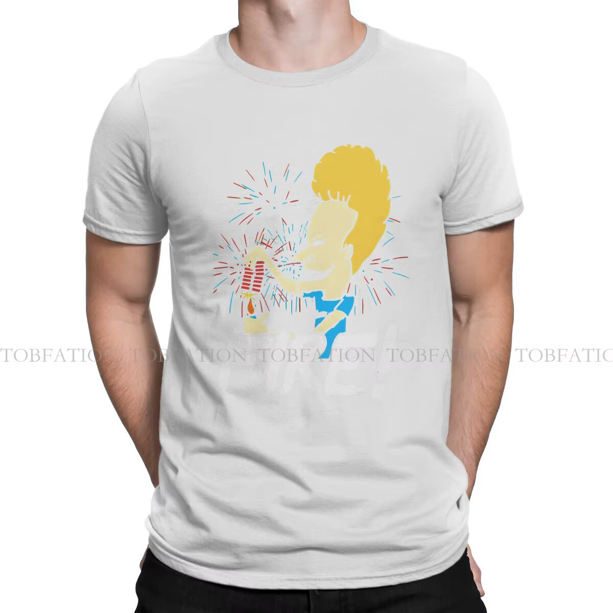 T-shirt col rond homme 100% coton, humoristique, de qualité supérieure, feu du 4 juillet