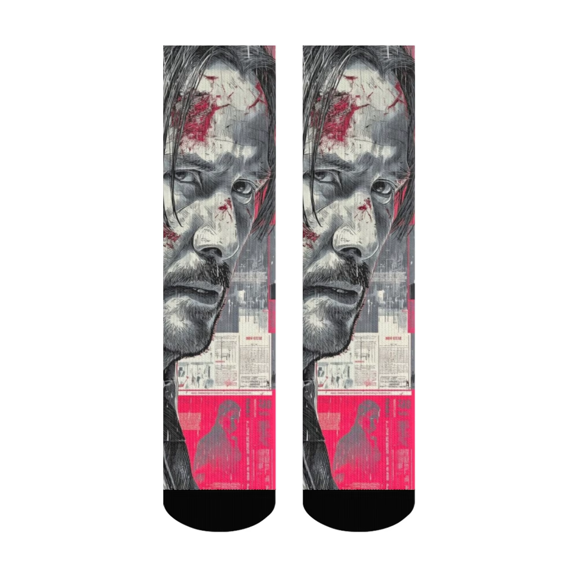 John Wick rétro affiche de film chaussettes décontracté mode hommes chaussettes confortable respiran