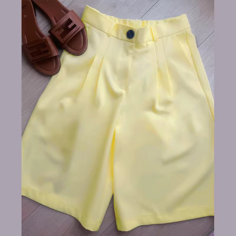 Beurre jaune recadrée Blazers manteaux femmes mode revers ample demi manches veste été bureau dame t