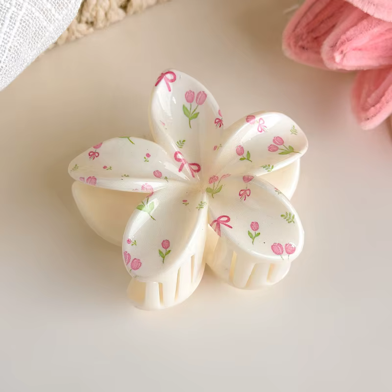Accessoires capillaires mignons et pastel : pinces à cheveux à motifs à carreaux, fleurs de cerisier