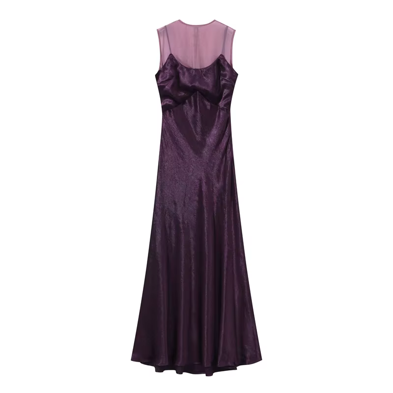 Robe de soirée élégante pour femme en satin, chic d'été, sans manches, col en V, coupe ajustée, unie