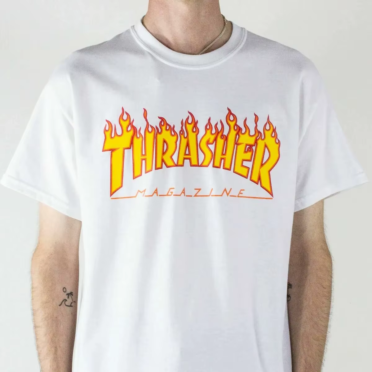 T-shirt classique en coton avec logo FLAME, style skateboard, tendance urbaine, pour hommes et femme