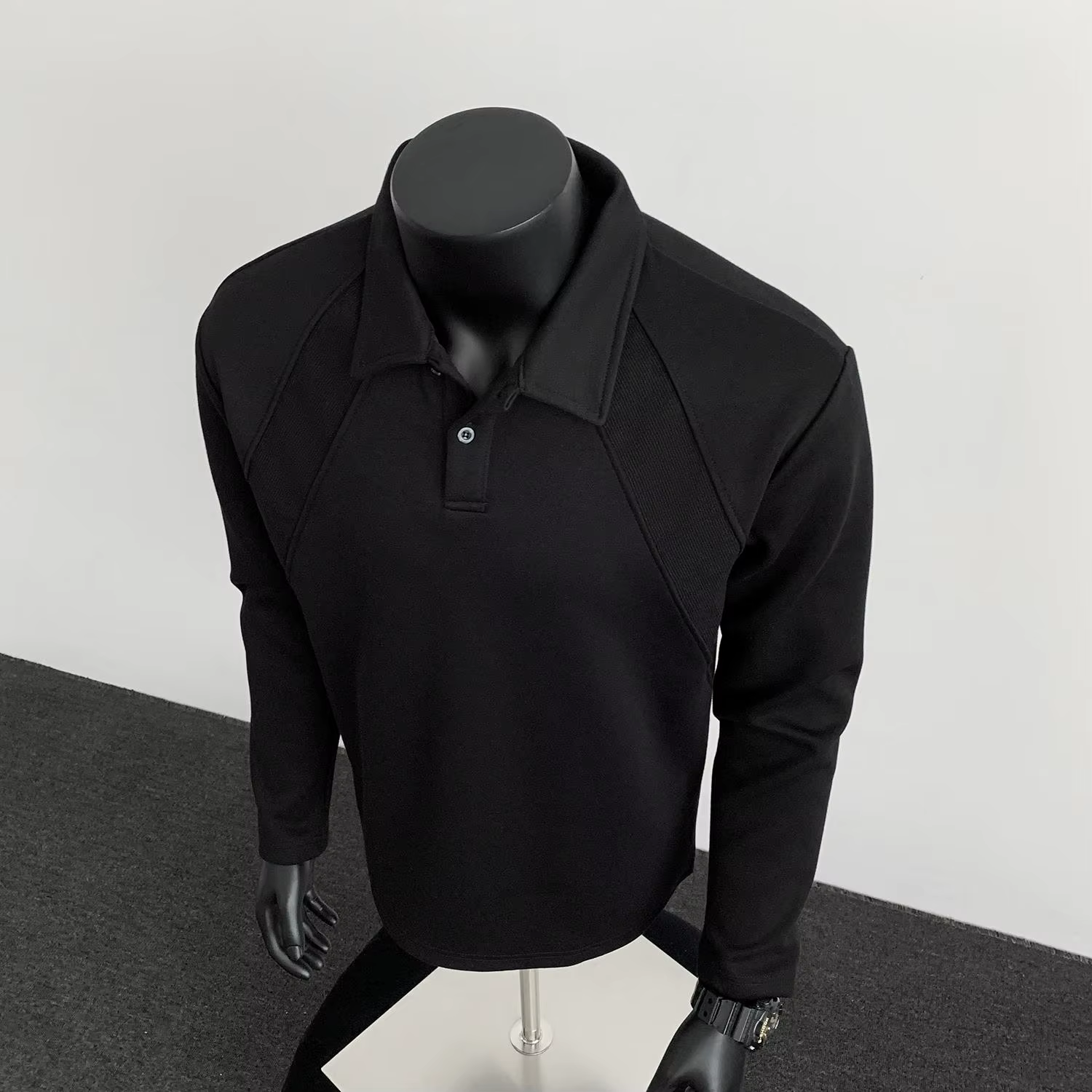 Polo classique uni 2026 pour homme, manches longues, col à revers, t-shirt décontracté (respirant et