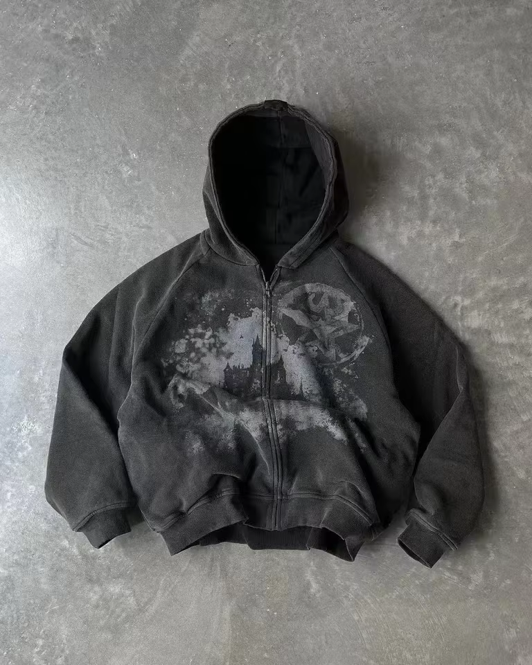 Sweat à capuche noir zippé pour hommes, rétro, joueur de film, graphique, Streetwear, pull décontrac
