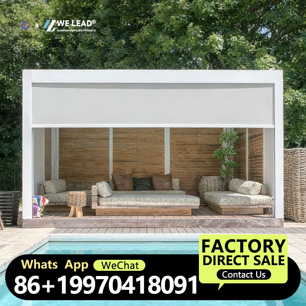 4m X 4m terrasse luxe jardin Gazebo Patio couverture toit auvent persienne toit Pergola en aluminium