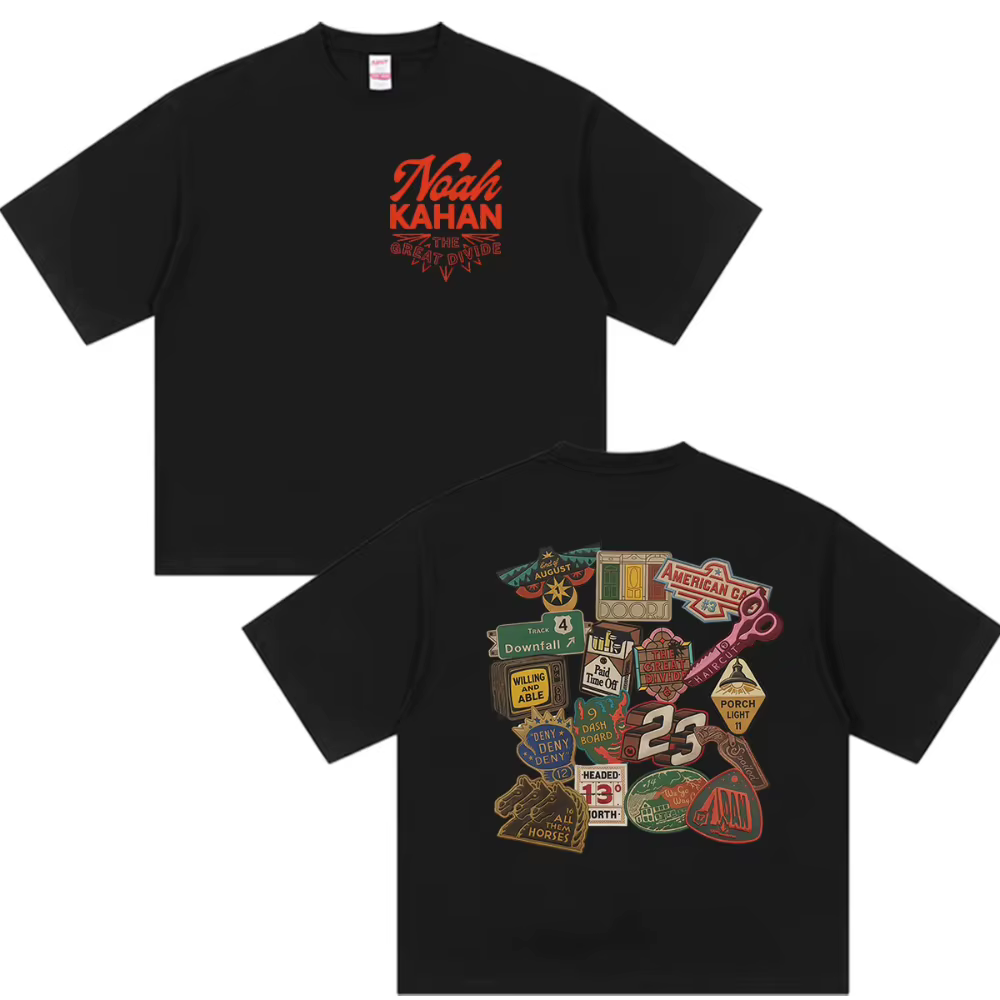 Noah Kahan The Great Divide Tour 2026 T-shirt graphique vintage pour hommes, T-shirts en coton surdi