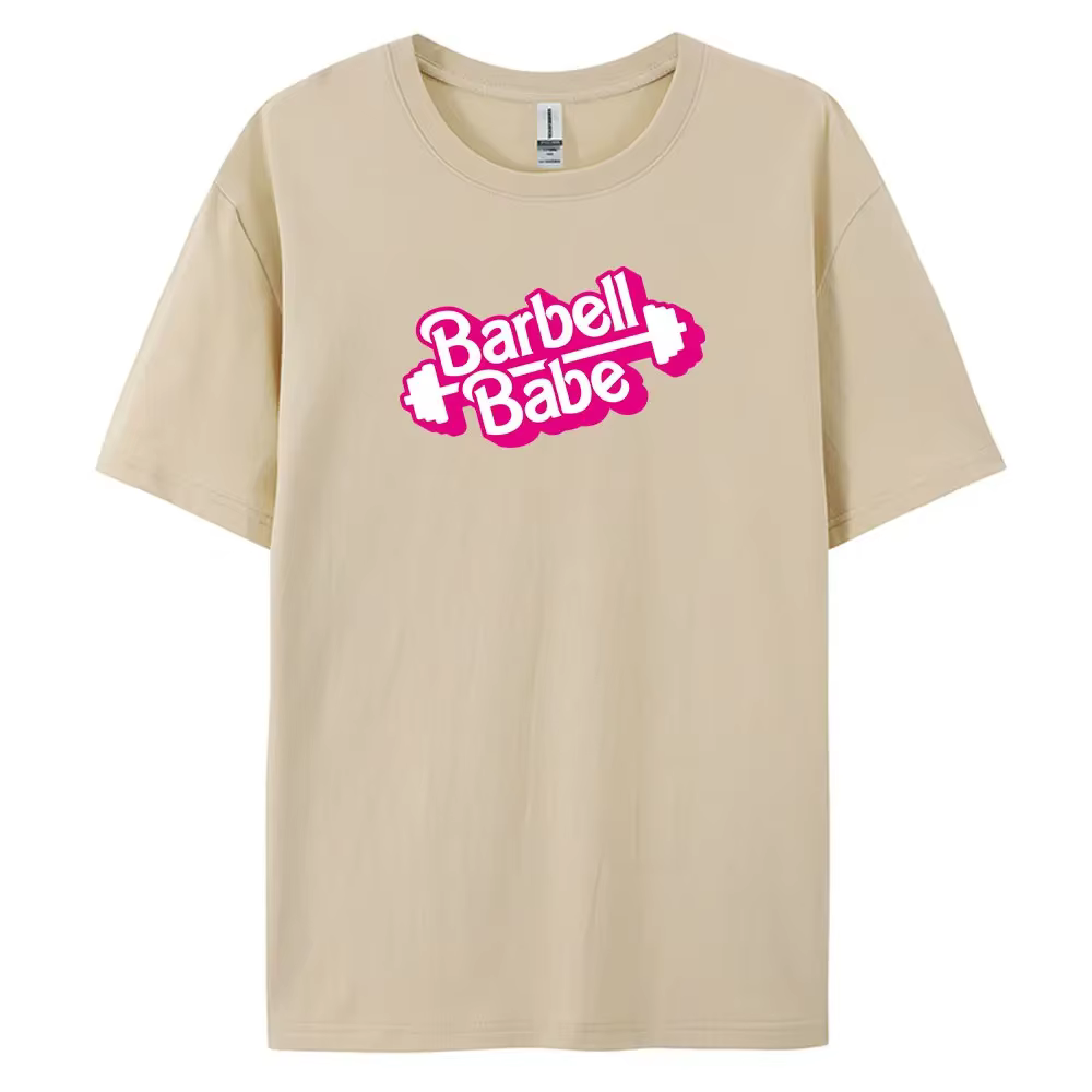 T-shirt Barbell Babe pour homme, style vintage, manches courtes, tissu 100% coton