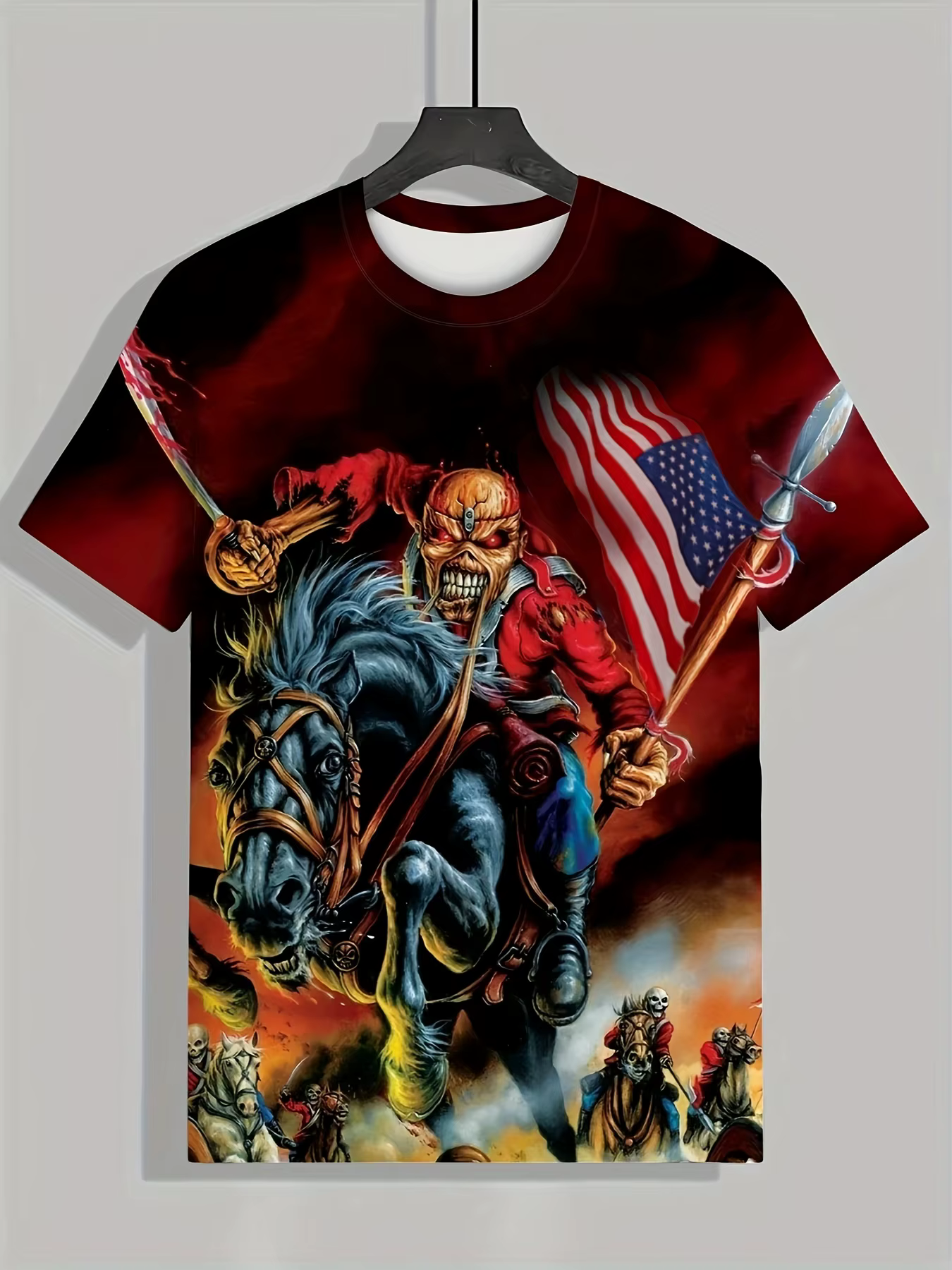 Vêtements d'été pour hommes : T-shirt surdimensionné à motif monstre robuste, un article essentiel à