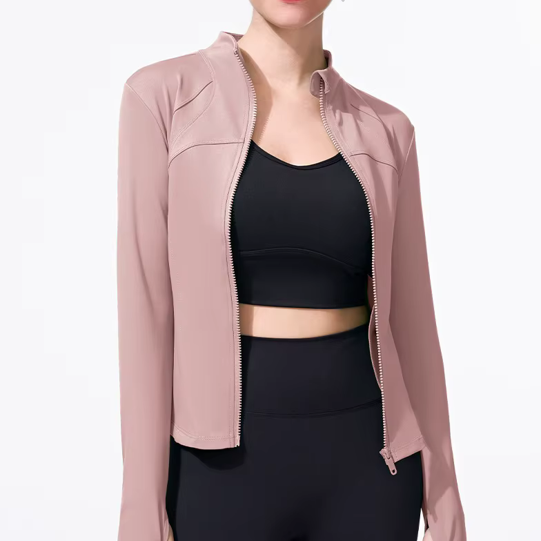Veste de yoga Naked Feel pour femme – Manteau d'entraînement court ajusté à col montant pour la cour