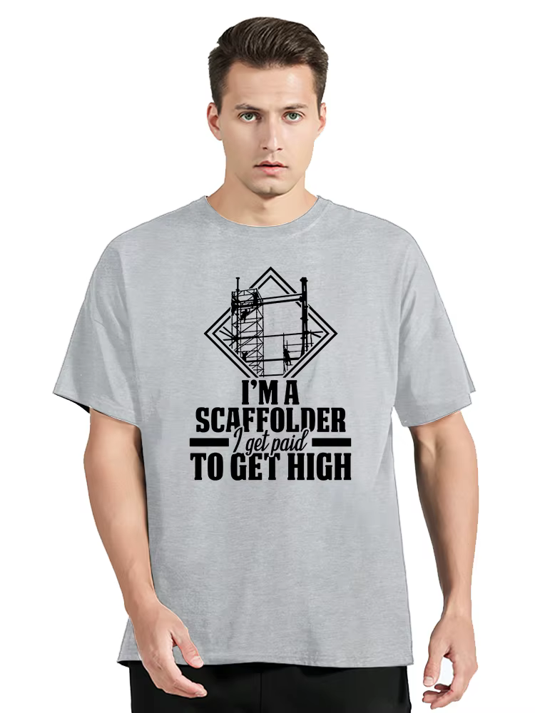 T-shirt à manches courtes en coton graphique Scaffold I Get Paid, Streetwear, Cadeaux d'anniversaire
