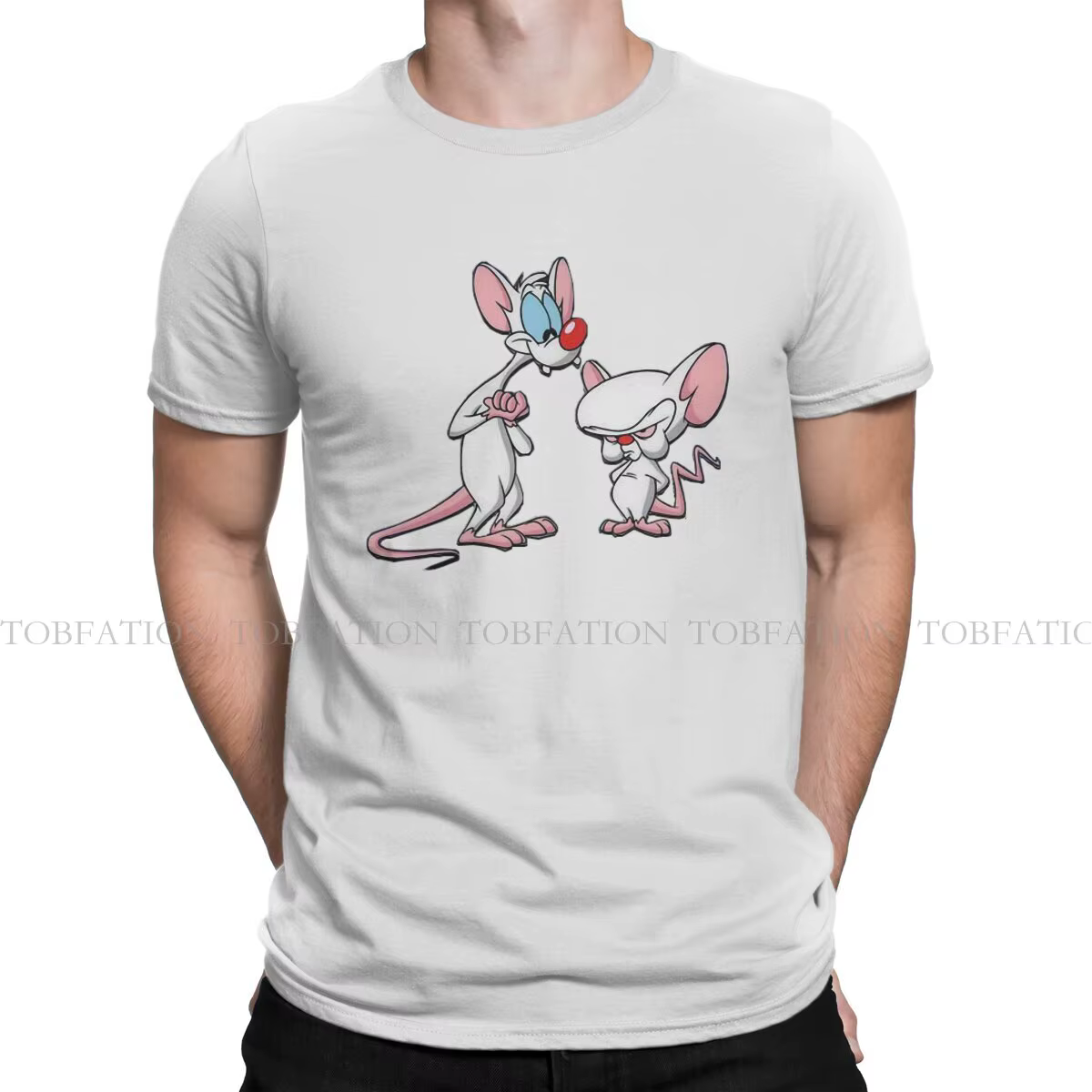 Pinky et le cerveau TV quand je regarde le monde t-shirt hommes Alternative surdimensionné Punk col 