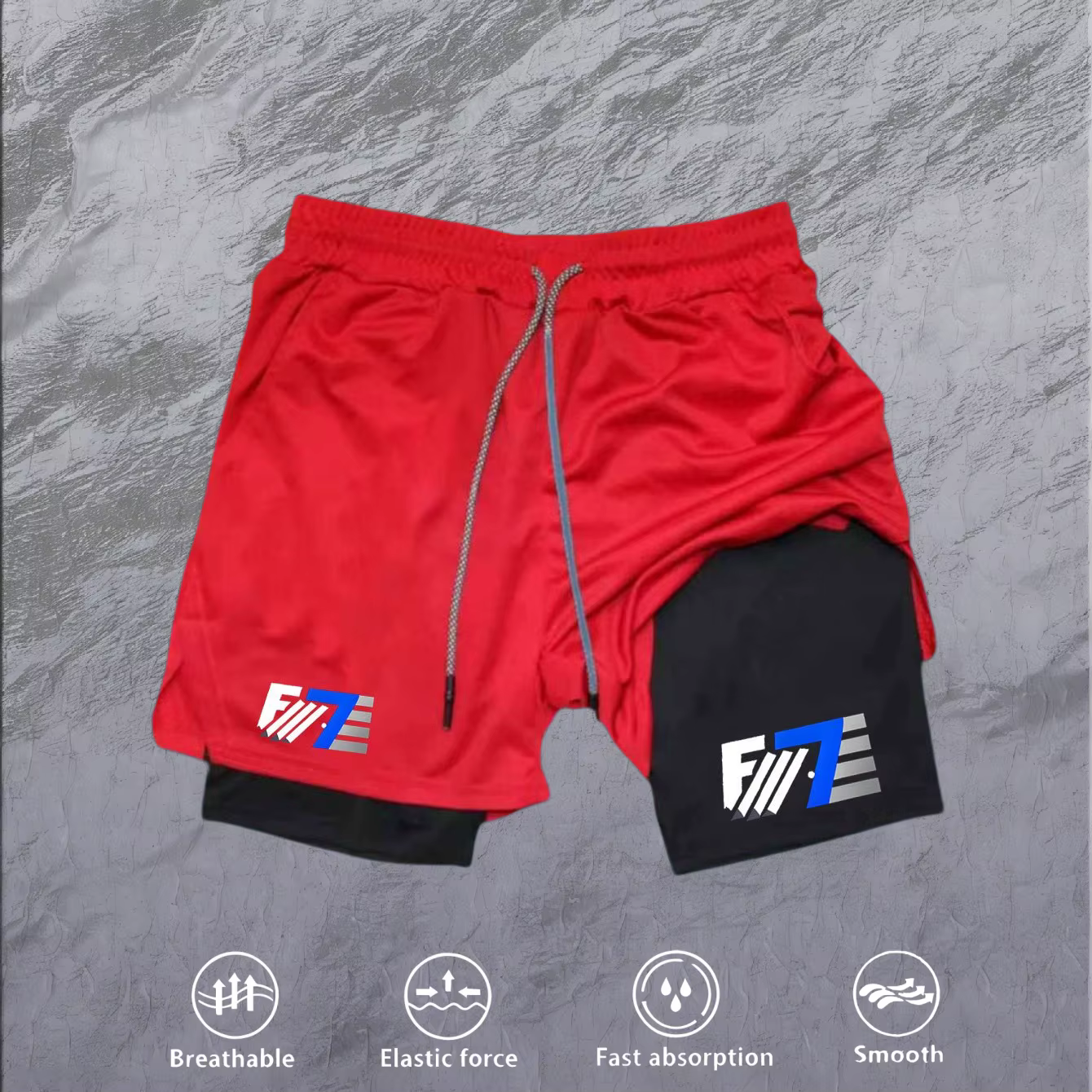 Vêtements de sport pour hommes, shorts de sport deux-en-un, confortables, respirants, décontractés, 