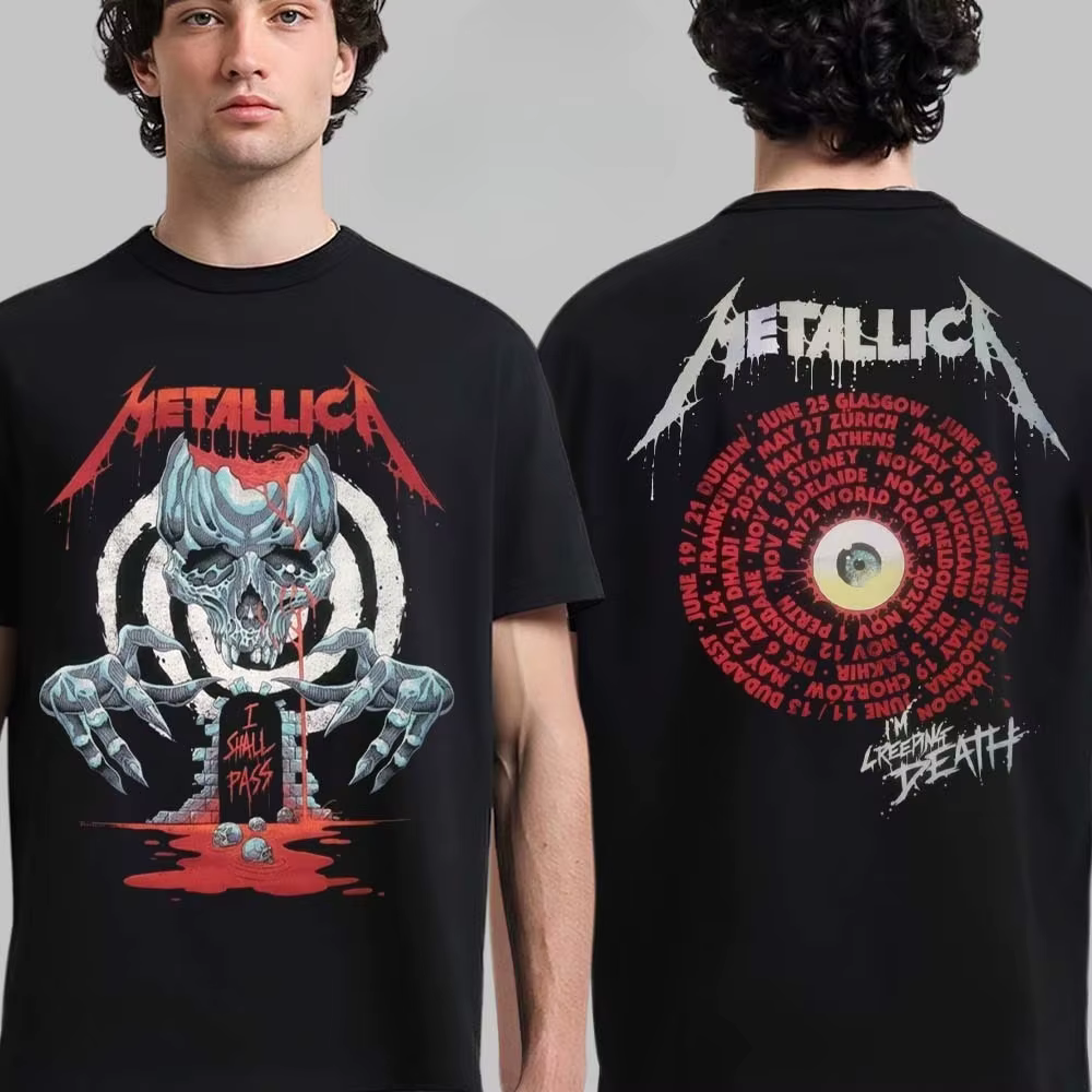 T-shirt unisexe en coton pur Metallica M72 World Tour 2026 Merch Ktulu, double face, pour hommes et