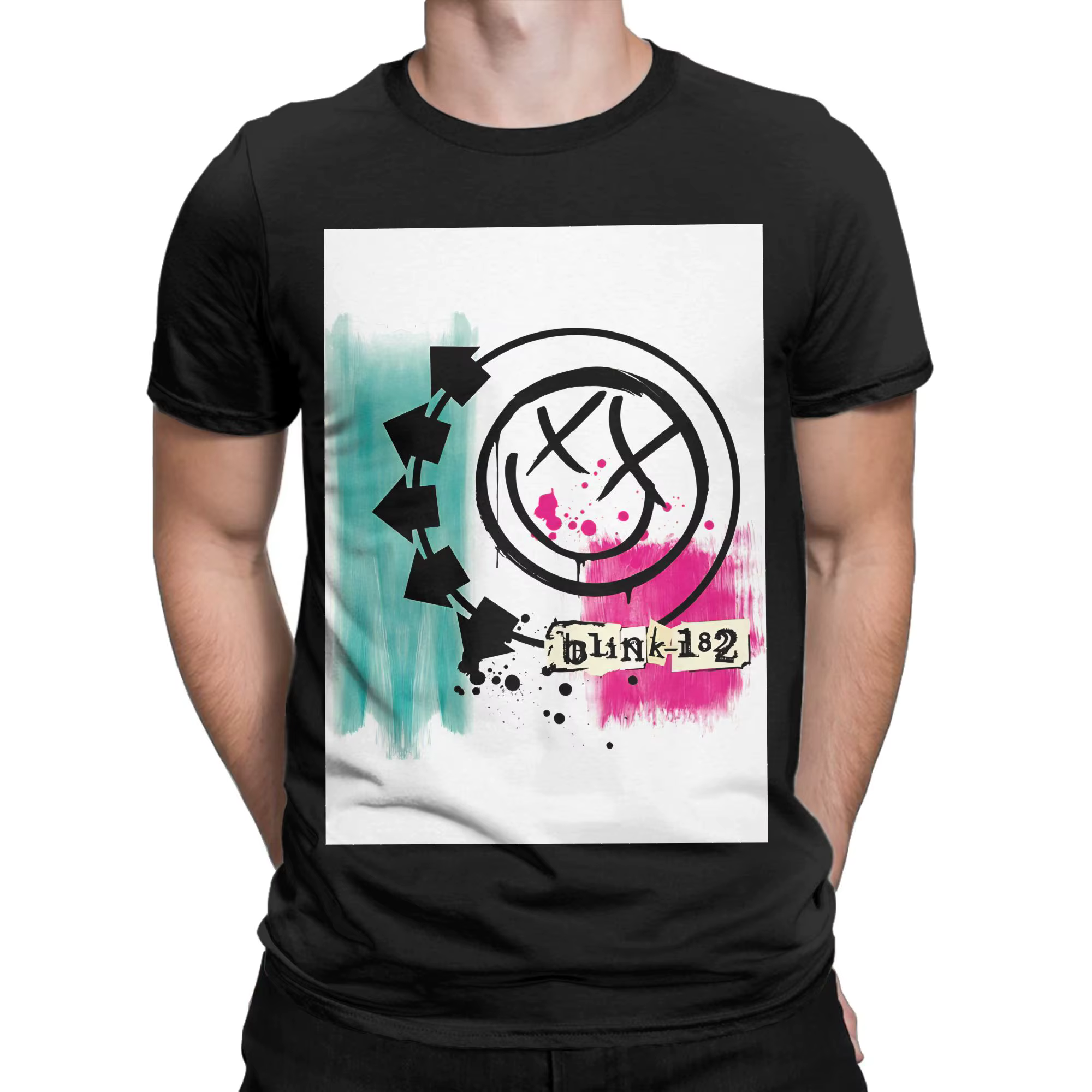 BLNK182 T-shirt 100% coton avec graphique amusant, Blink 182, t-shirts pour hommes
