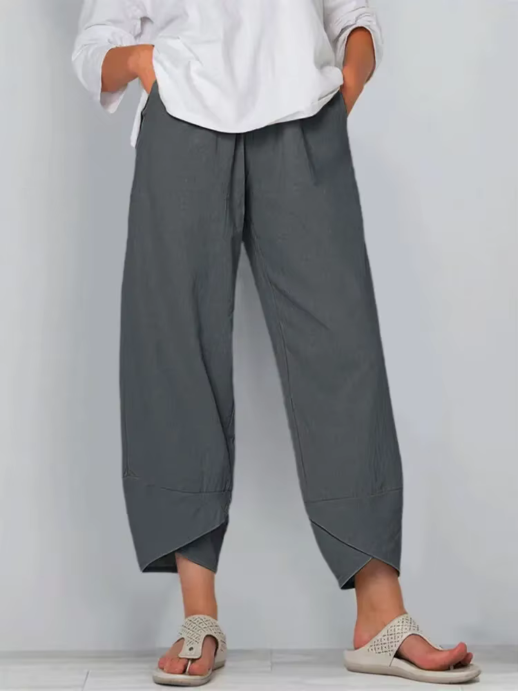 Pantalon imprimé vintage pour femme, mode irrégulière, décontracté, taille haute, taille élastique, 
