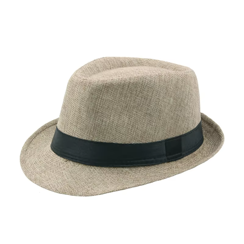 Chapeau de paille à large bord pour hommes et femmes, Fedoras d'été de couleur unie, casquette de so