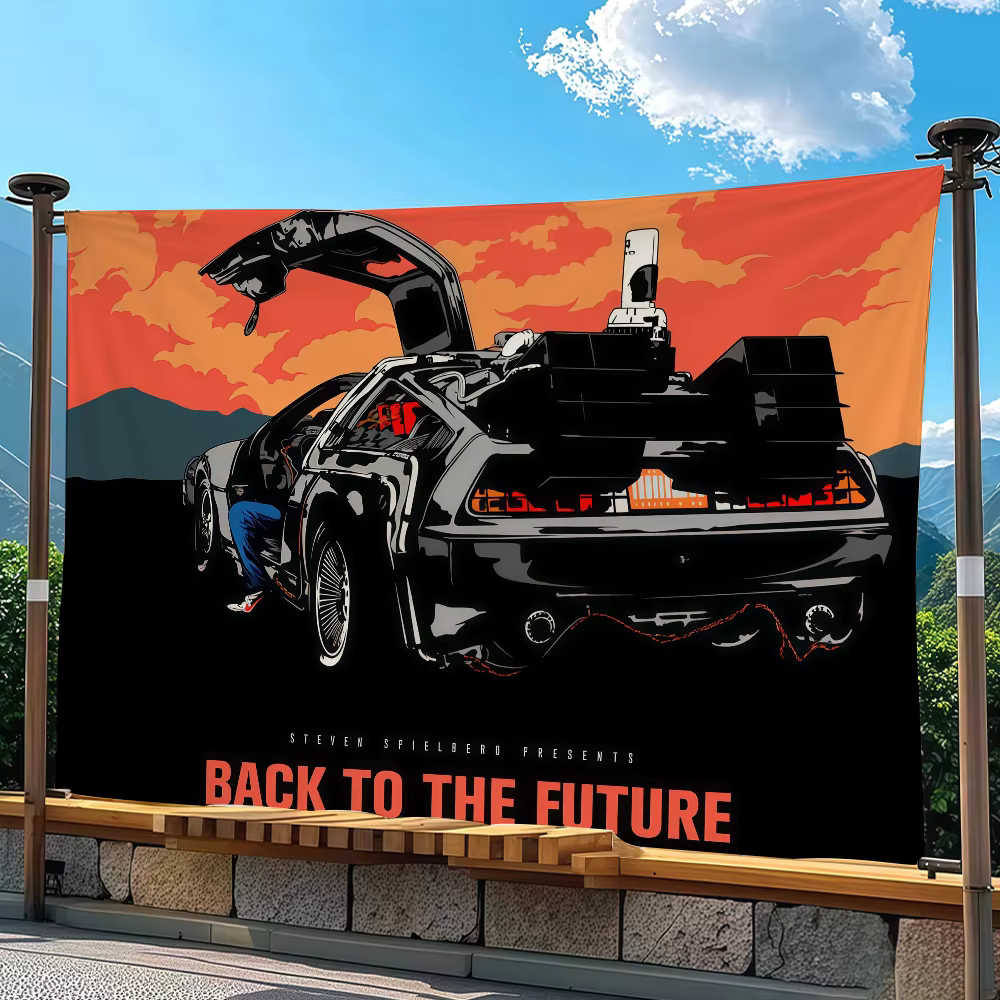 Drapeau de film fantastique « Retour vers le futur », adapté pour les fêtes, les clubs, l'extérieur,