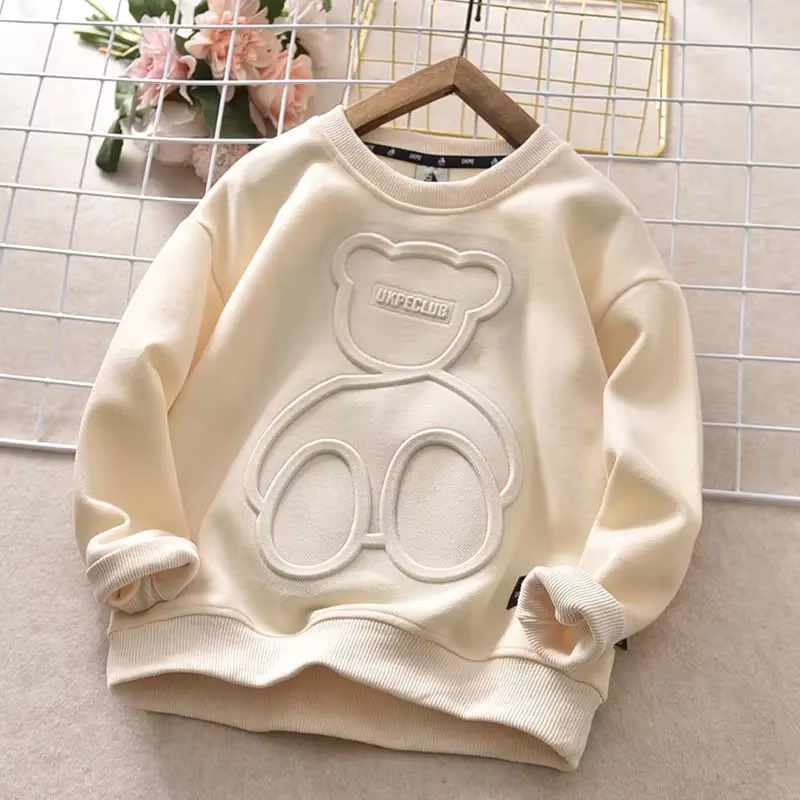 Sweat-shirt ours imprimé en acier pour garçons et adolescents, pull à manches longues pour filles et