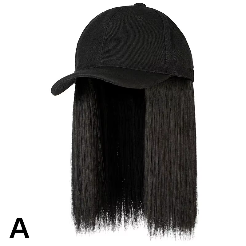 Casquette de Baseball avec Perruque Bob pour Femme, Chapeau de Cheveux à la Mode, Extensions Réglabl