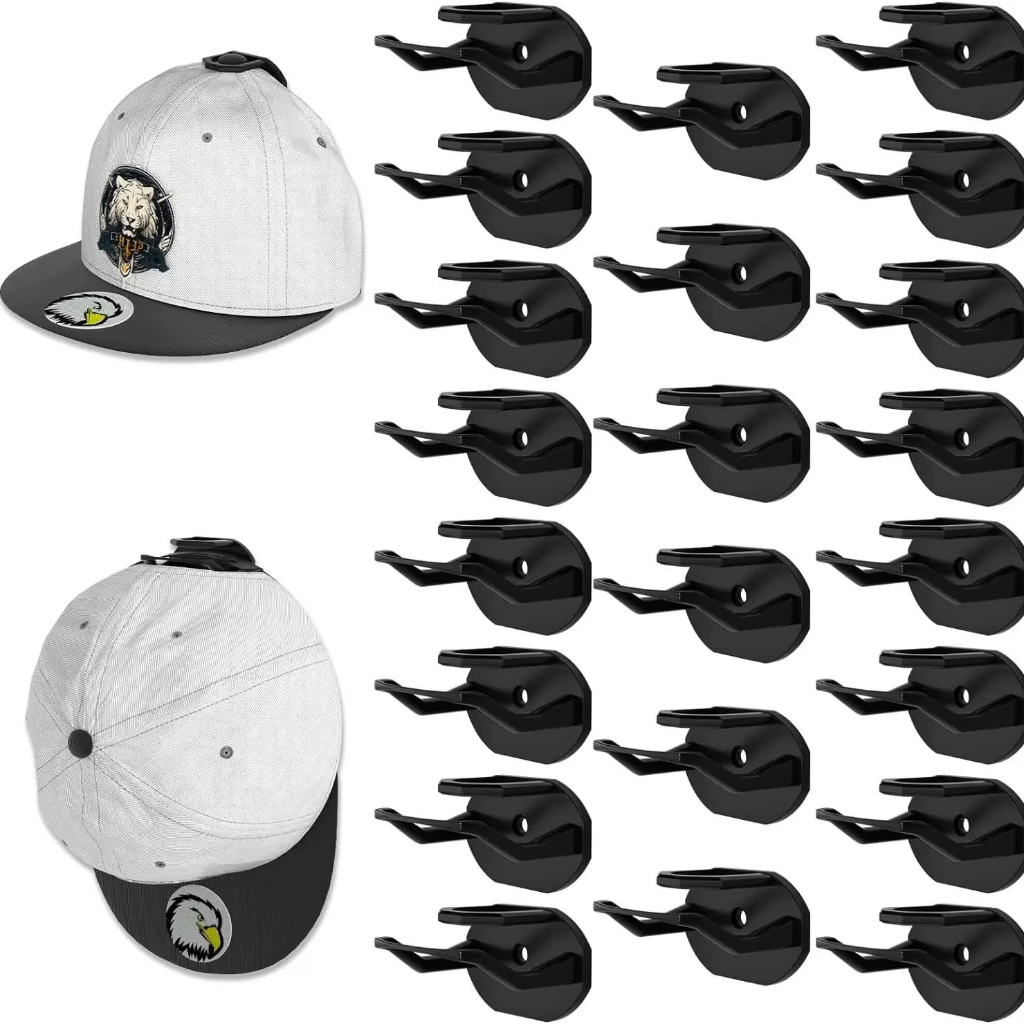 Paquet de 22 casquettes de Baseball, crochets pour chapeaux, support de rangement, organisateur de c