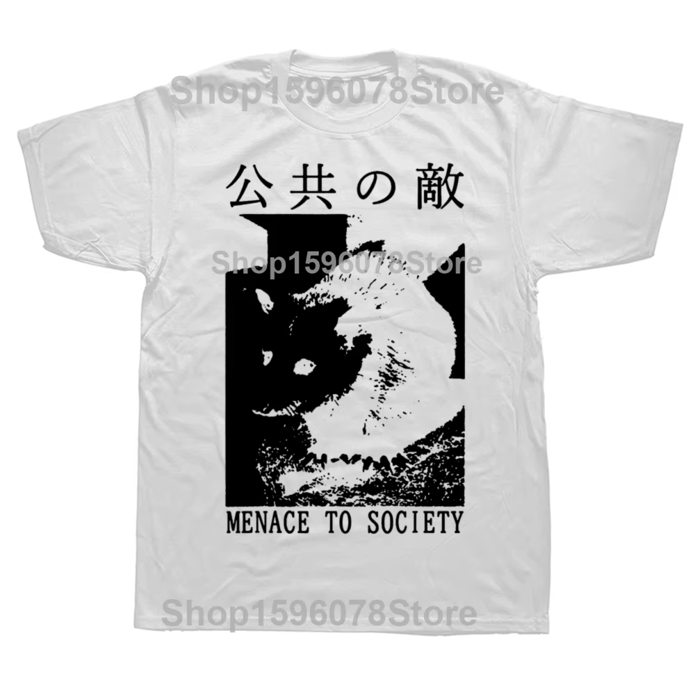 Funny Menace To Society Opossum graphique t-shirts hommes pur coton Humor Streetwear t-shirt à manch