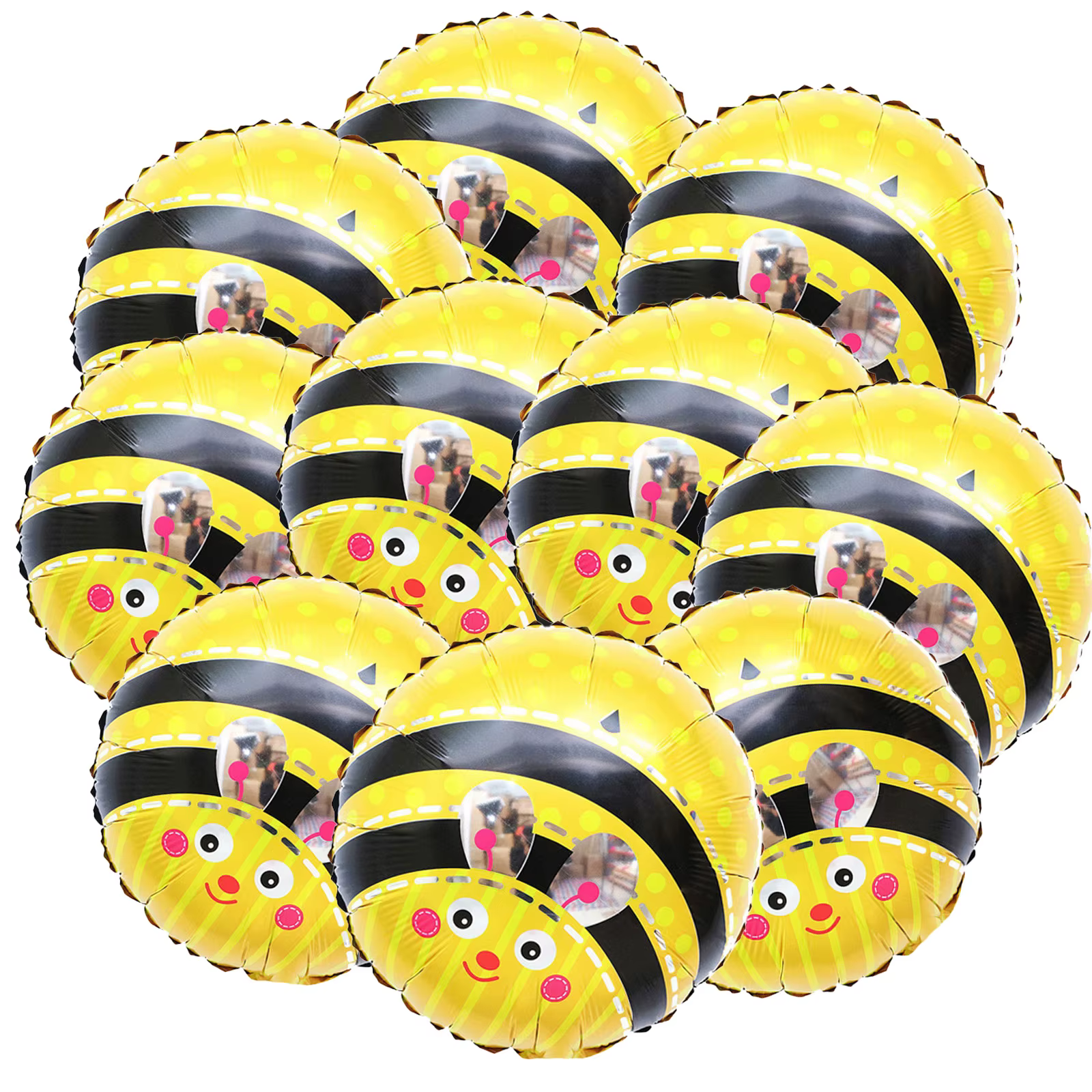 Ballons en Mylar en feuille d'abeille, visage souriant, pour fête à thème d'abeille, anniversaire, r