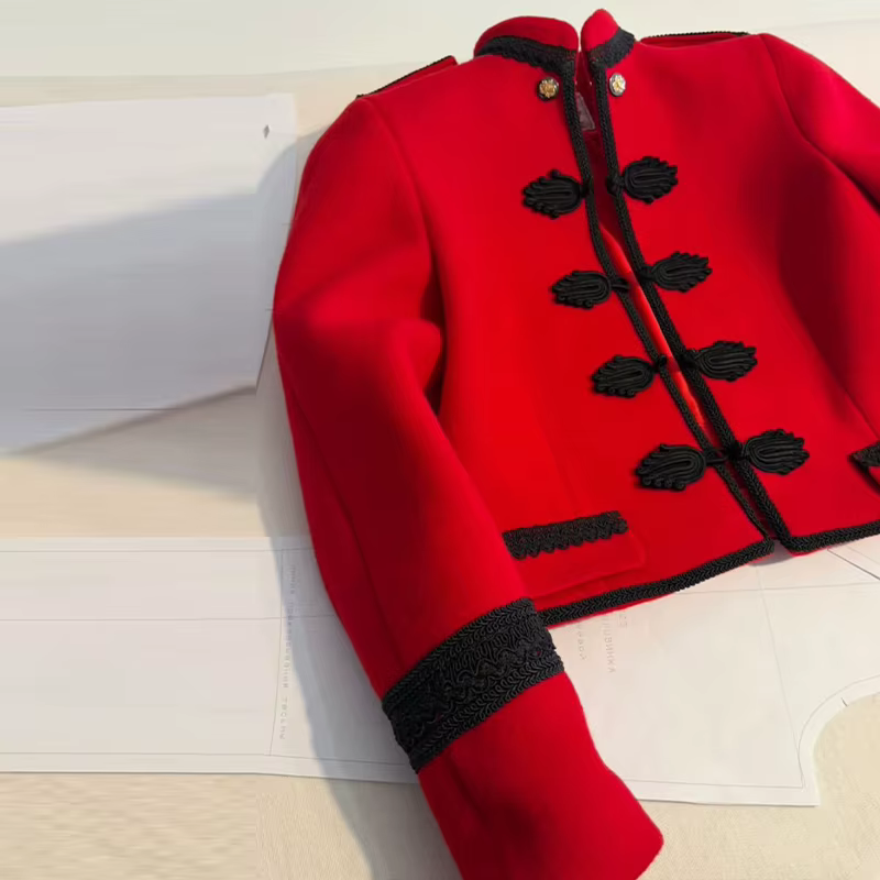 Veste Napoléon élégante pour femme, à col montant, manches longues, coupe courte, style mode urbaine