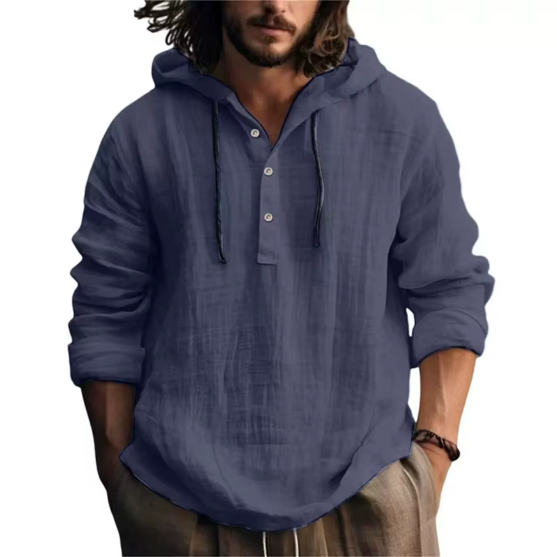 2025 nouveaux hommes blouse décontractée coton lin chemise hauts amples à manches longues t-shirt pr