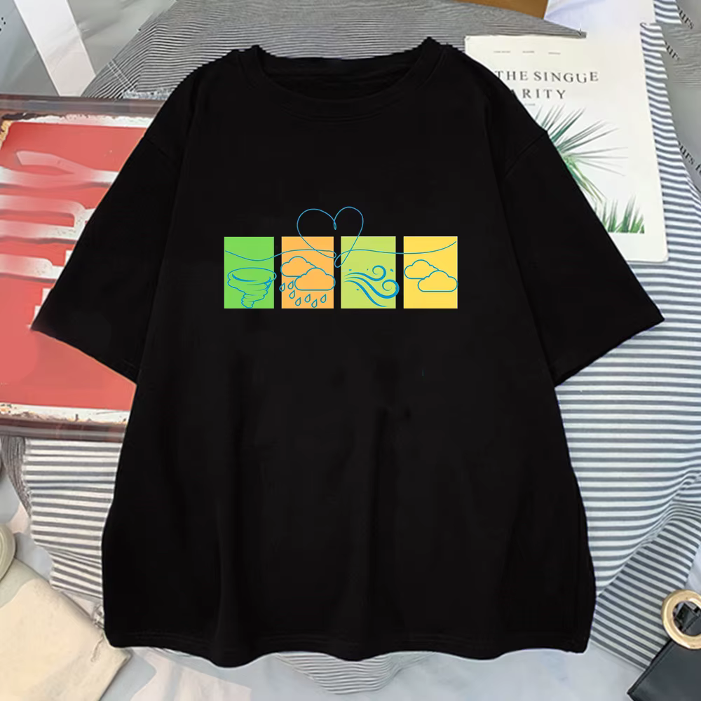 T-shirt à manches courtes Love in The Air pour hommes et femmes, coton, col rond, été