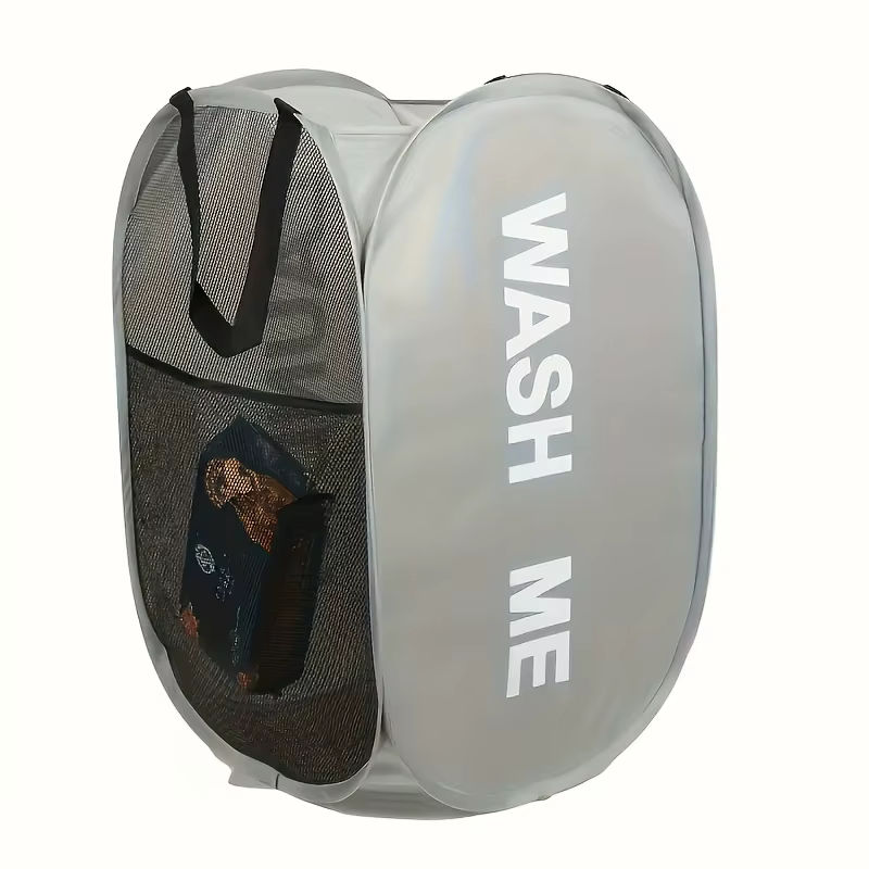 Panier de rangement pliable pour vêtements avec poignée - Panier à linge en maille adapté pour la bu