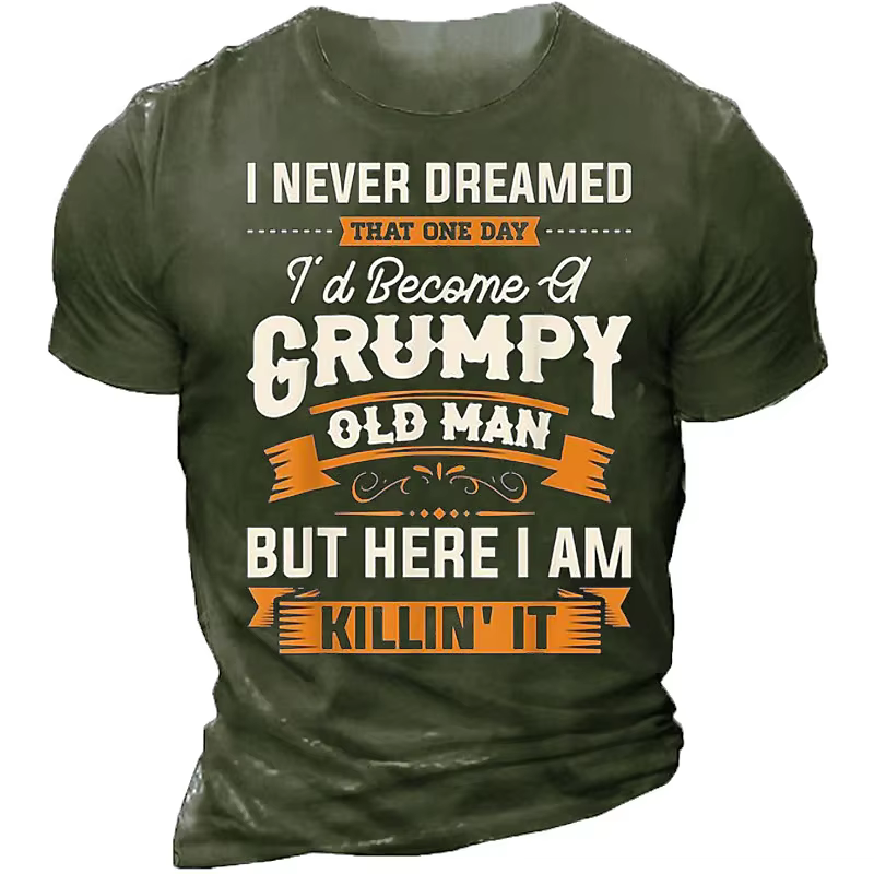 T-shirt graphique de lettre drôle pour hommes, t-shirt à col rond, impression 3D, rue extérieure, ma