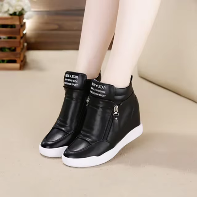 Nouveau haut femmes baskets printemps automne nouveau talon caché chaussures décontractées côté Zip 