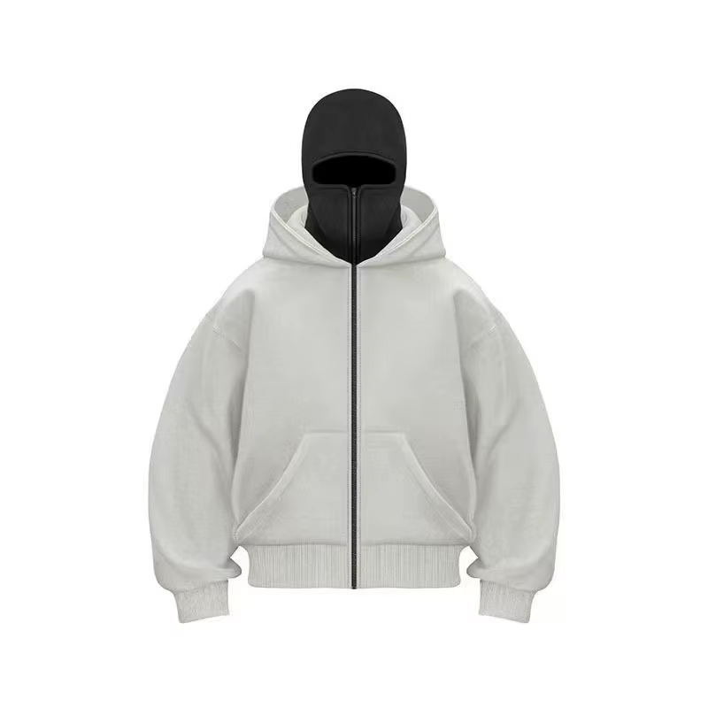 Cagoule à capuche zippée pour homme, sweat-shirt chaud et décontracté, Y2K, avec masque facial à cap