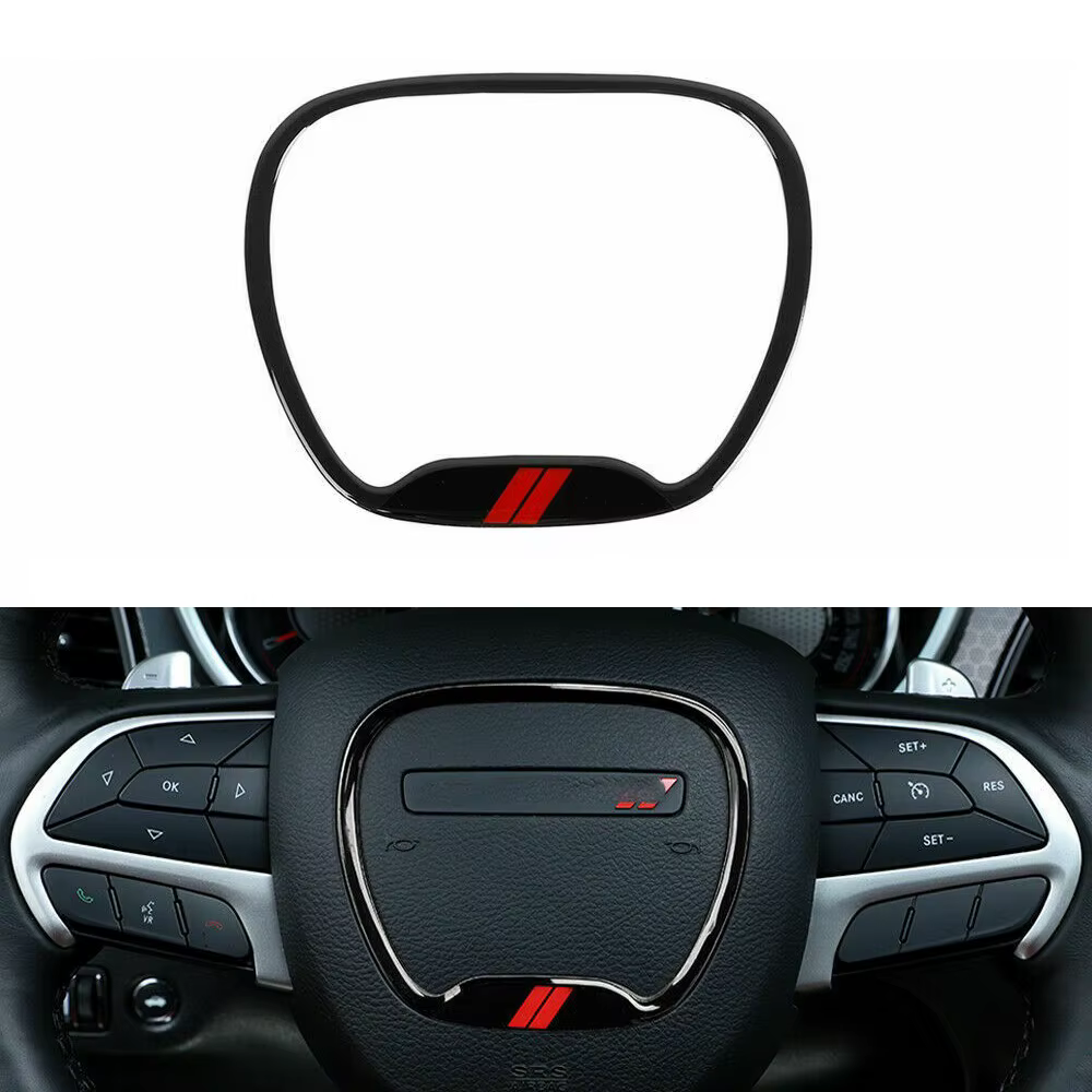 Cadre de garniture de volant chromé ABS, accessoires intérieurs pour Dodge Challenger Charger 2015 +