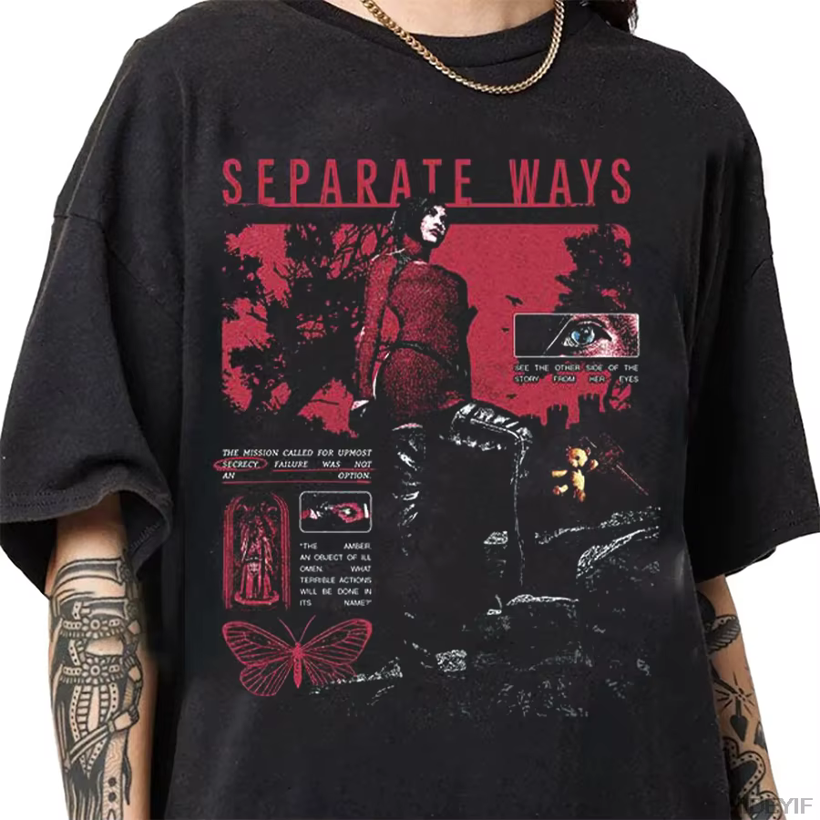 T-shirt en coton surdimensionné délavé à l'acide Resident Evil 2 Leon Claire RPD Station, motif grap