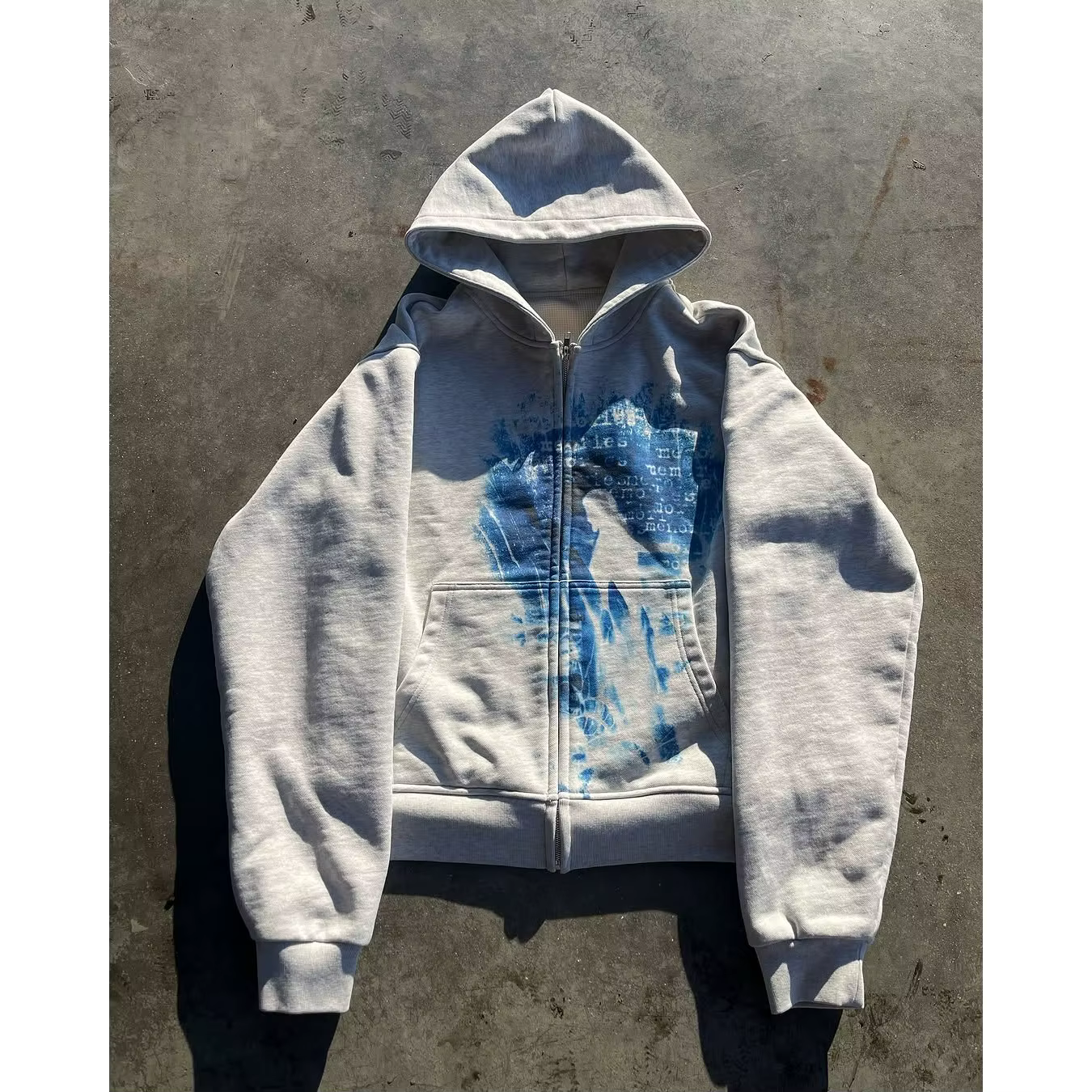 Sweat à capuche gris à fermeture éclair pour femmes, teinture par nouage, Art abstrait, Streetwear, 