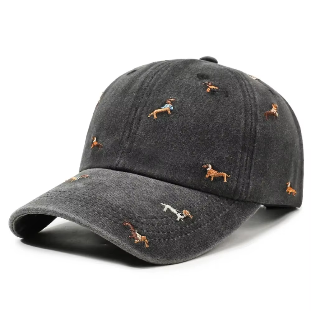 Casquette de baseball décontractée brodée motif chiot, polyvalente, respirante, protection solaire U