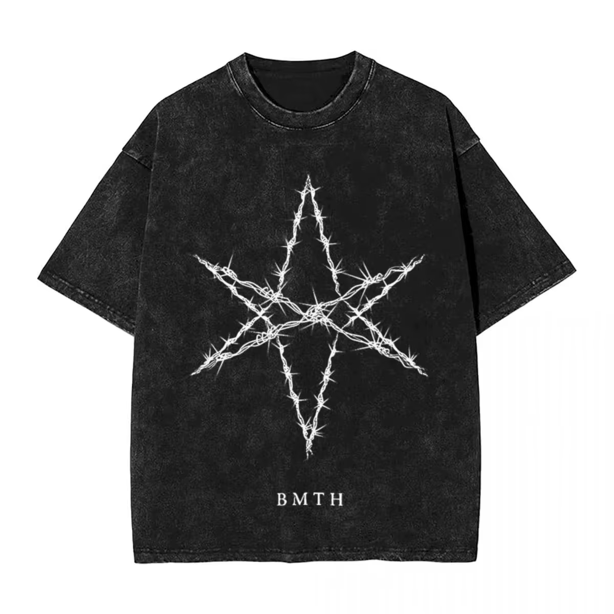 BMTH Bring Me The Horizons Brutal Funny Logo Tops T-shirt vintage Y2k délavé surdimensionné, tendanc