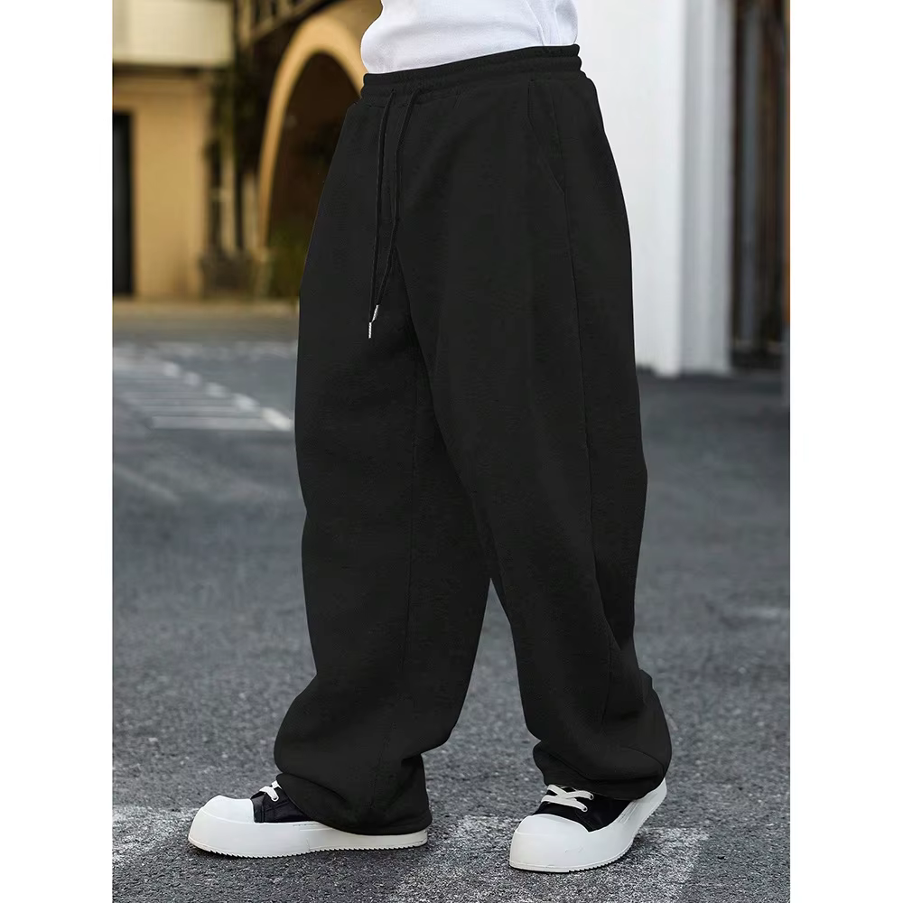 Pantalon de survêtement pour hommes, coupe ample, jambe droite, pantalon décontracté avec cordon de 