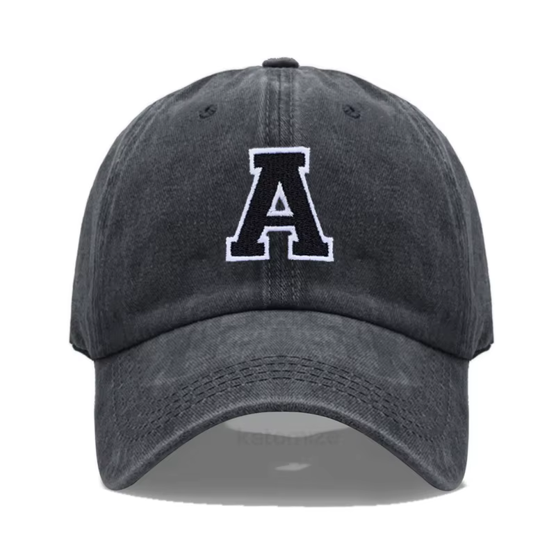 Lettre initiale A-Z broder casquette de Baseball pour hommes femmes lavé coton noir chapeau mode équ