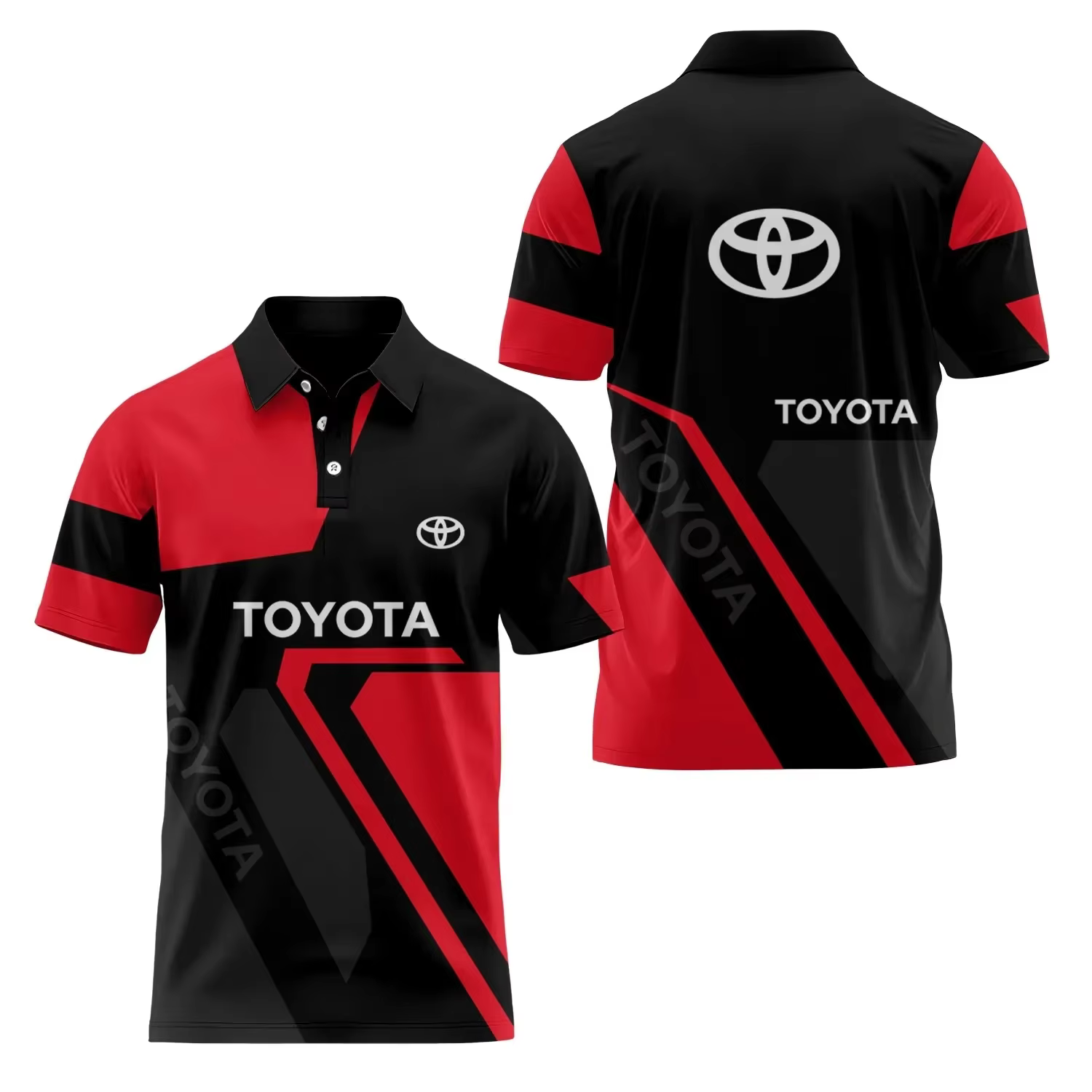 T-shirt Polo 2026 avec logo Toyota, imprimé 3D, décontracté, à boutons, manches courtes, confortable