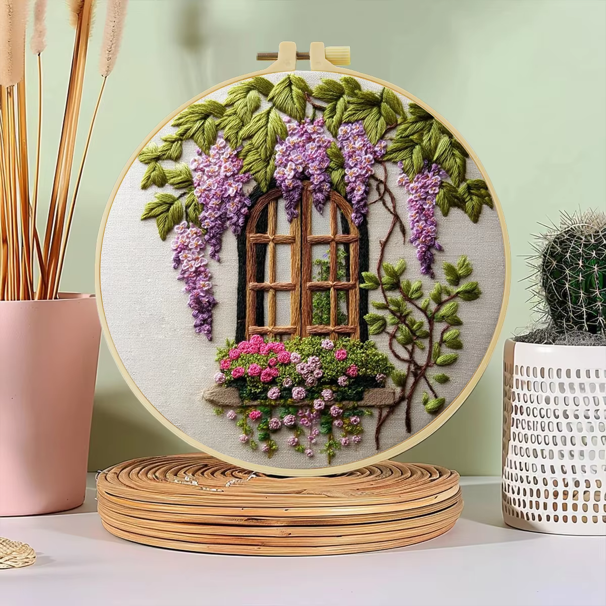 1 pièce Kit de broderie pour débutants 20x20 cm / 15x15 cm (7,87/6,3 pouces) DIY, Décoration intérie