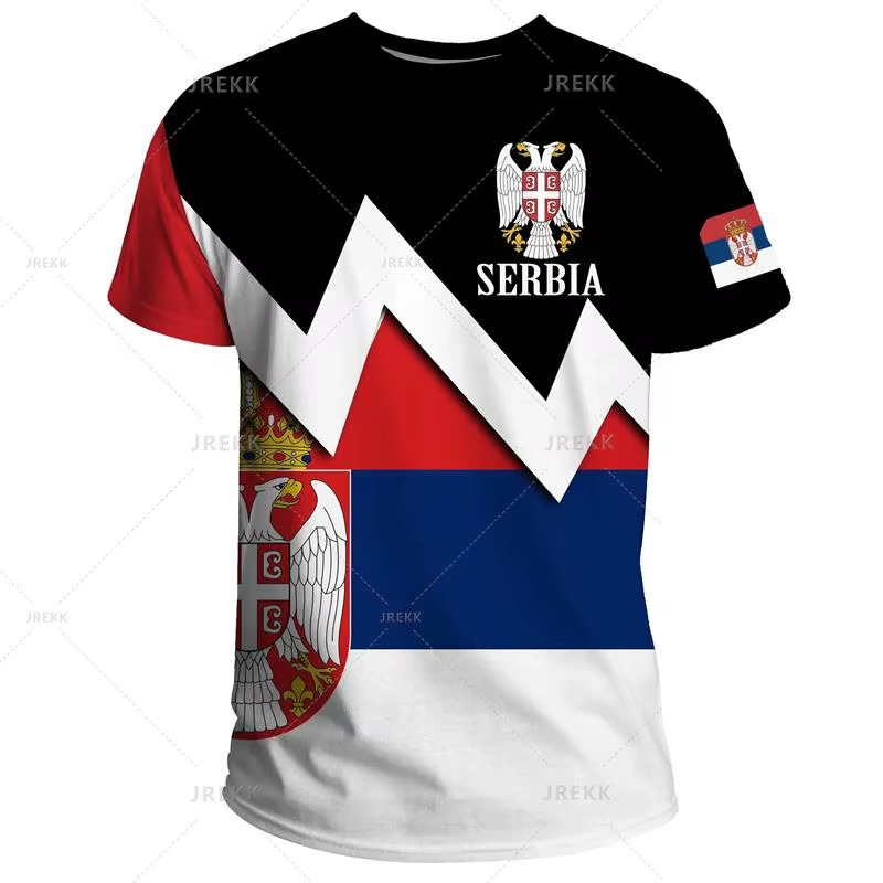 T-shirt d'équipe de football pour hommes, maillot de football de Serbie, sensation serbe, impression