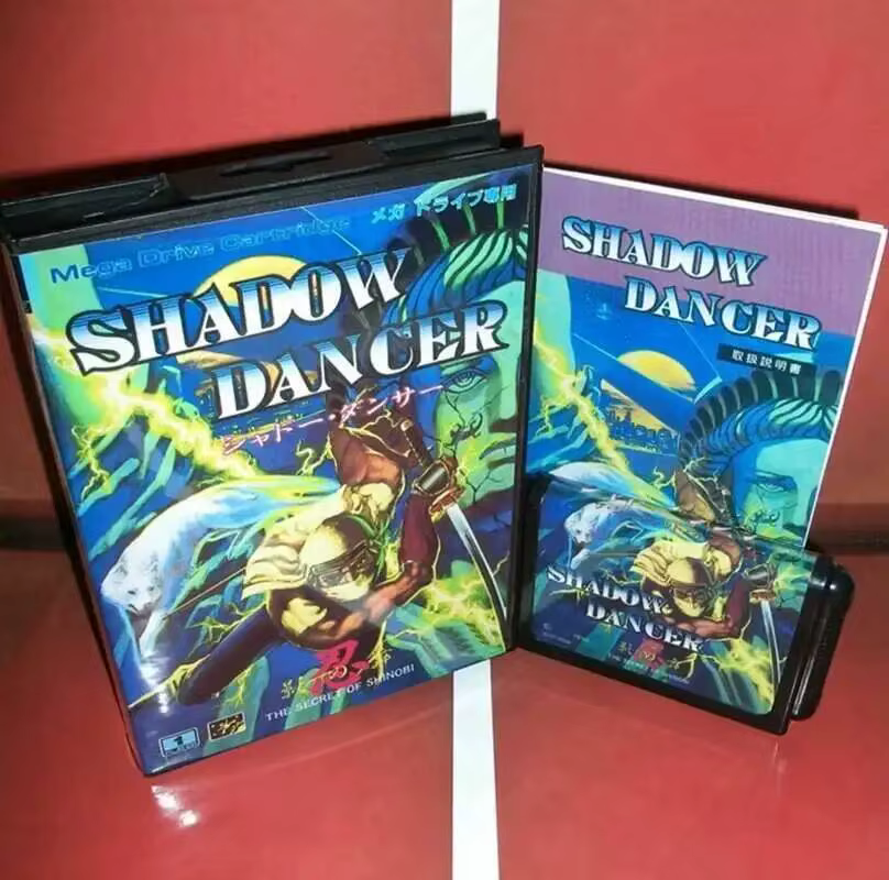 Carte de jeu Shadow Dancer avec boîte et manuel pour système Sega MD Megadrive Genesis 16 bits