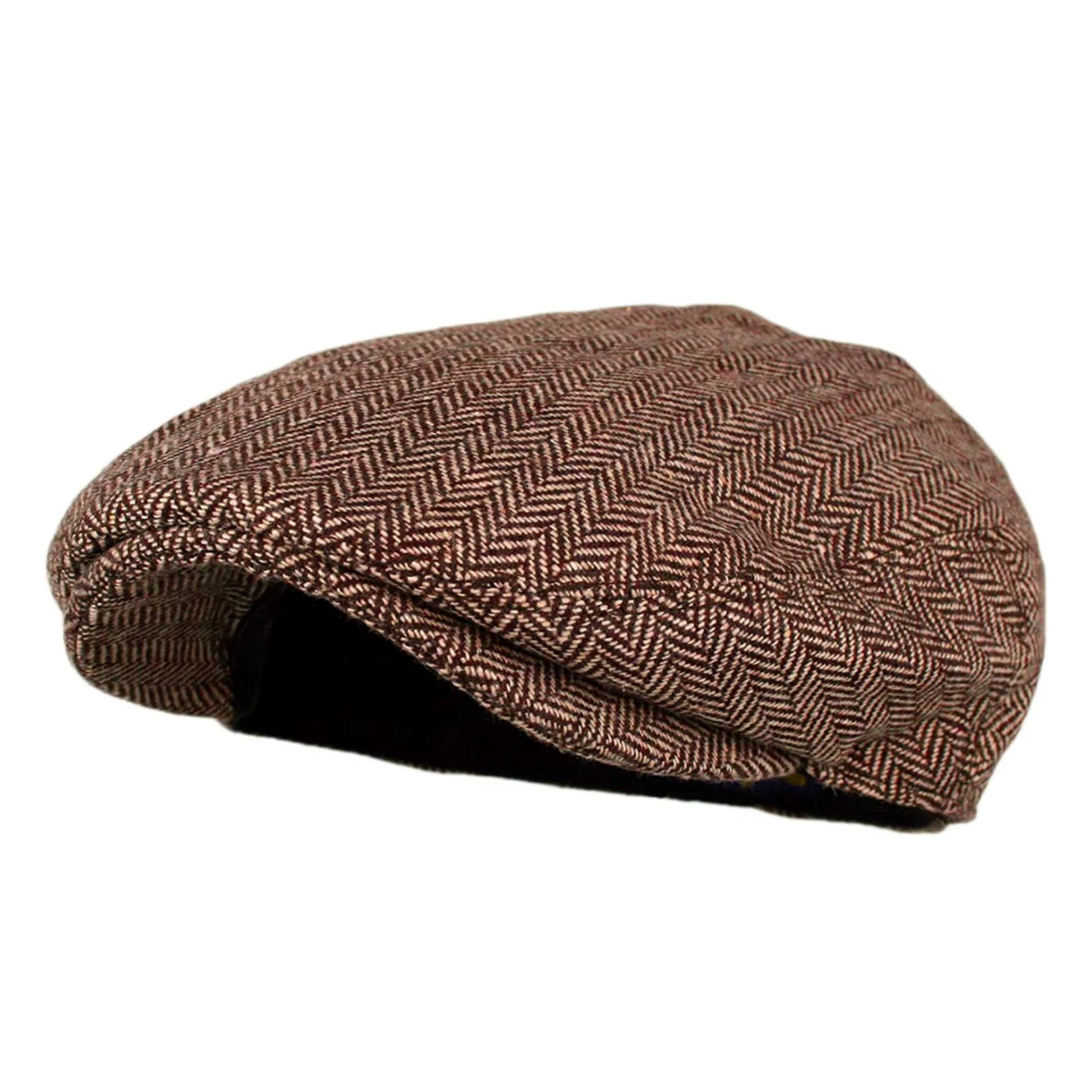 Casquette plate en laine Tweed à chevrons pour hommes et femmes, béret classique pour conducteur de 