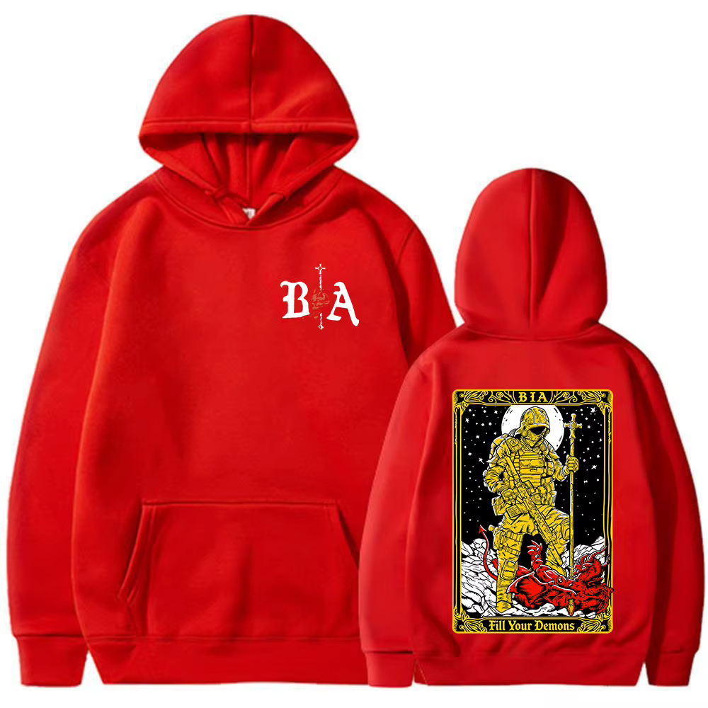 Sweat-shirt à capuche imprimé double face Demons Skeleton Brothers in Arms, vêtements pour hommes, s