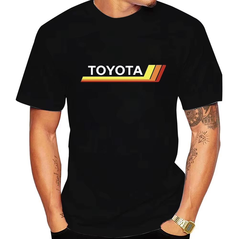 T-shirt d'été à manches courtes avec logo Toyota, 100% coton, unisexe, mode sport, haut de couple po