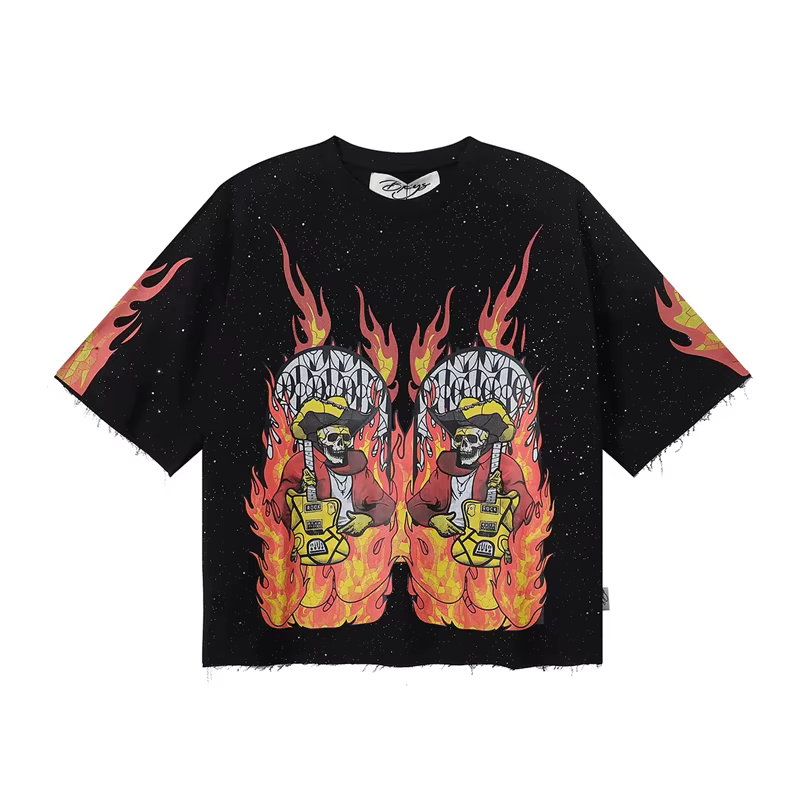 T-shirt court unisexe en molleton French Terry vert abricot avec imprimé graphique streetwear et str