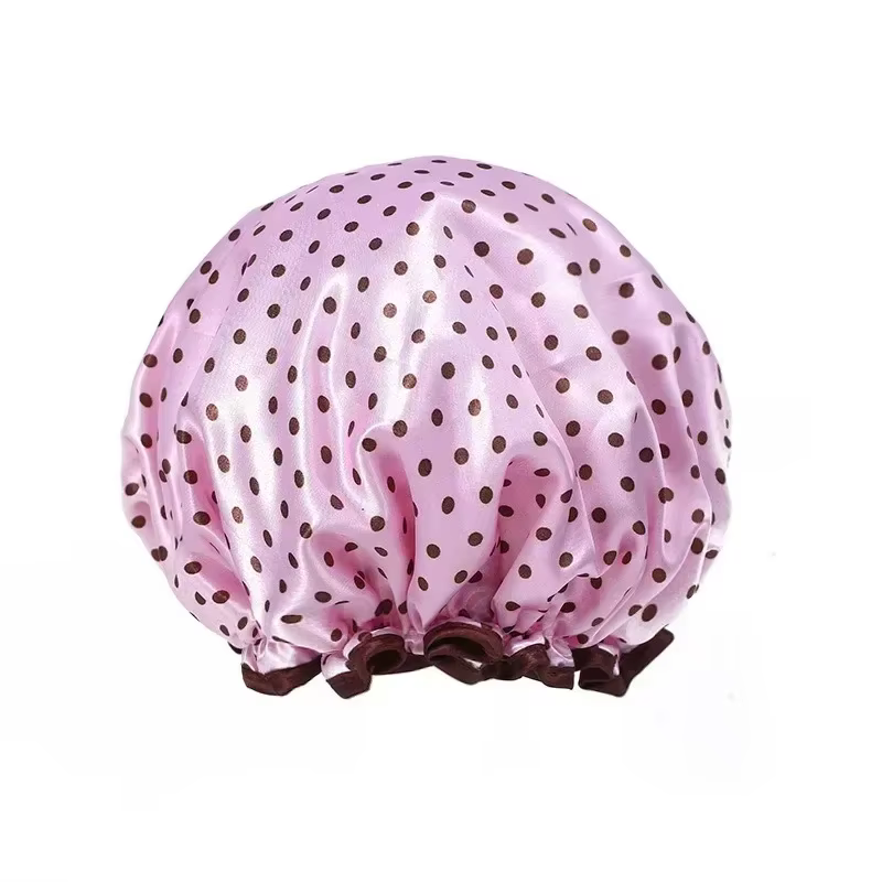 Bonnet de douche imperméable à imprimé léopard, double couche, élastique, réutilisable, à pois, acce